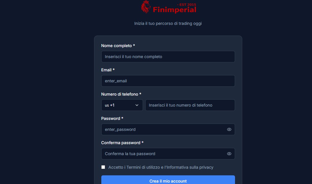 Finimperial Registration Page Finimperial Registration Page